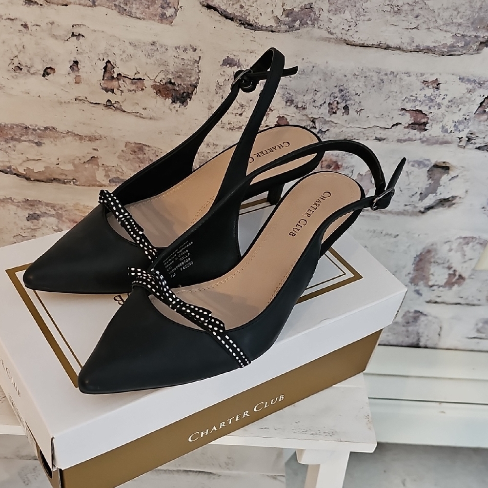 Charter Club Black Slingback Heels. Worn once.